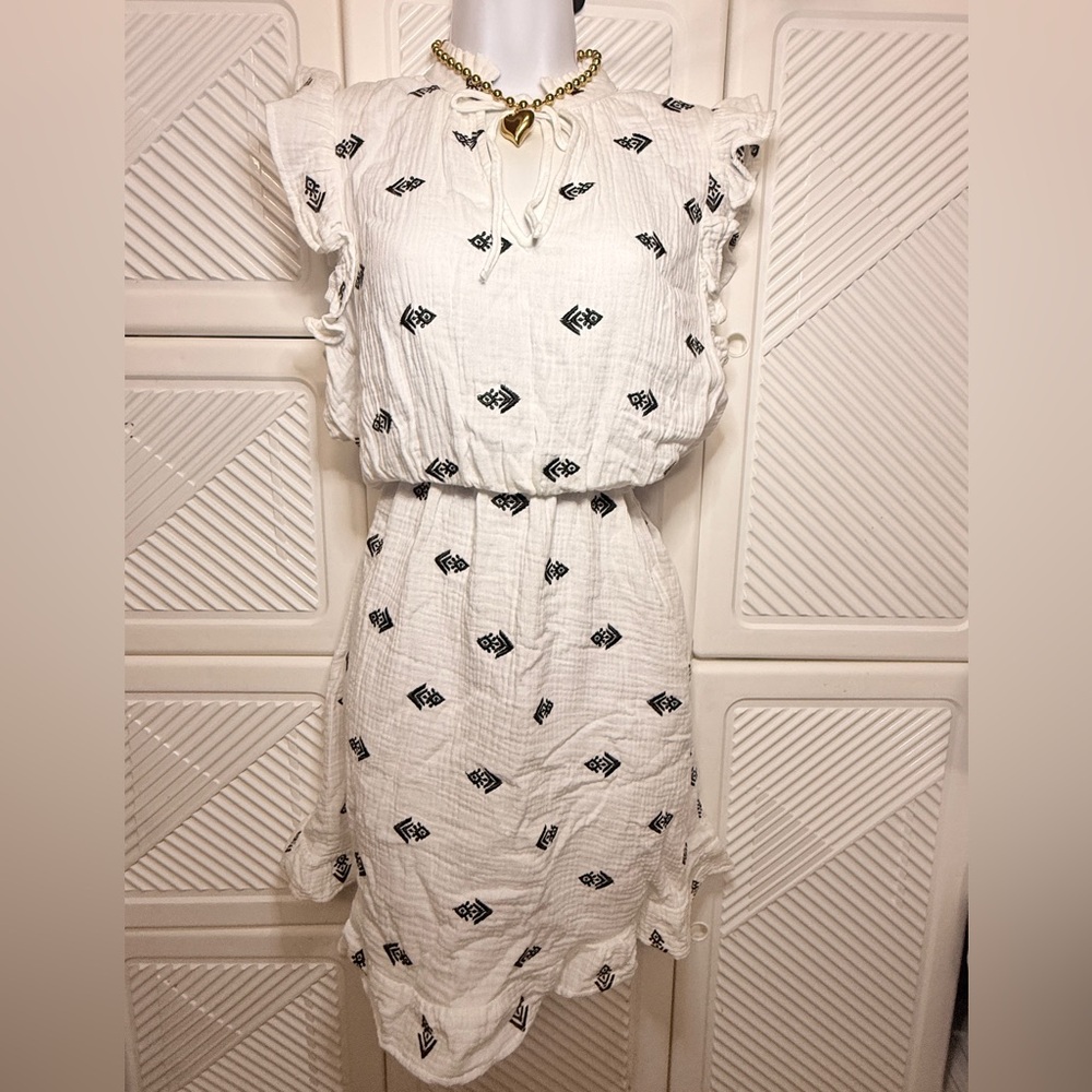 Velvet Heart White Dress with Black Accents
